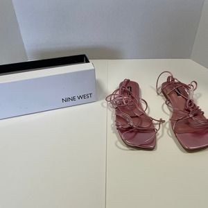 NWT Nine West Sparkly Pink Gladiator Strappy Sandals Sz 8m w/Box